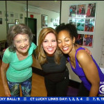97-year-old yoga master Tao Porchon-Lynch, CBS News host Mary Calvi and Teresa Kay-Aba Kennedy